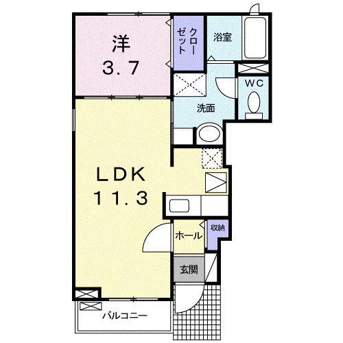 ルミネッセンスA(1LDK/1階)の間取り写真