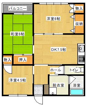 タウンナウII(3DK/1階)の間取り写真
