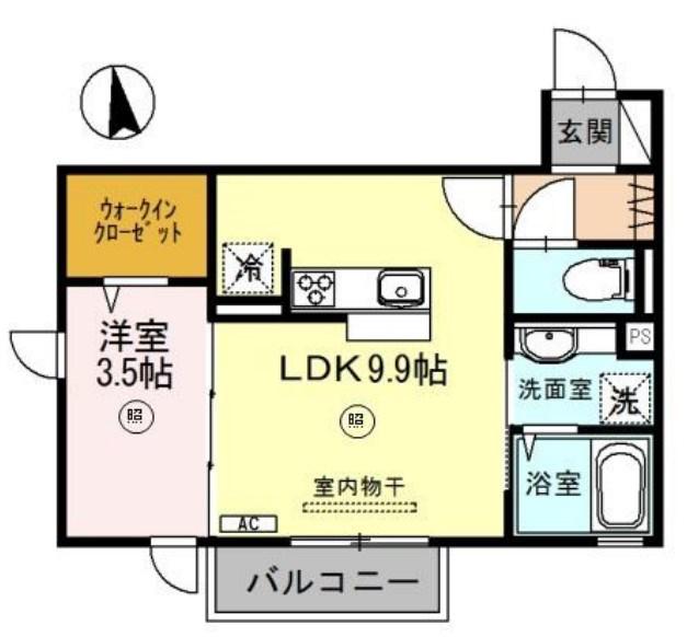 VILLA正門通(1LDK/2階)の間取り写真
