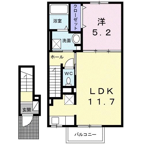 CASAかしば(1LDK/2階)の間取り写真