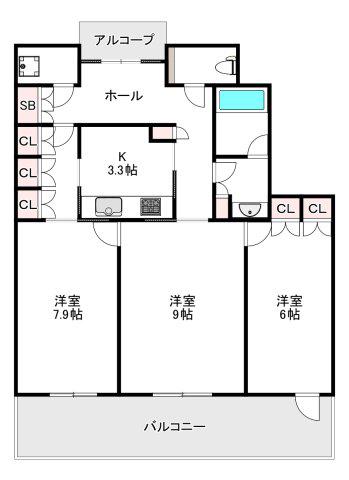 グラングリーン大阪 THE ノース RESIDENCE(2LDK/6階)の間取り写真