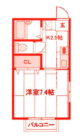 コリーヌ上町(1K/1階)の間取り写真