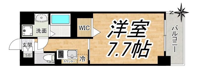 ミラージュパレス新梅田RIO(1K/2階)の間取り写真