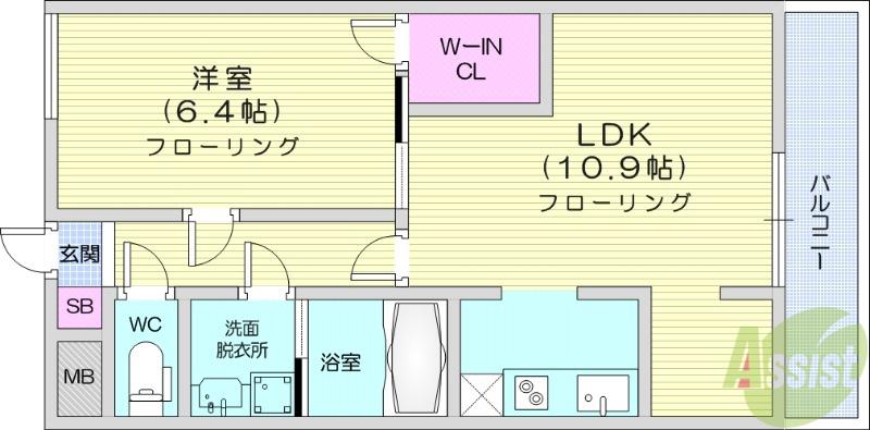 ライフポート松栄(1LDK/1階)の間取り写真