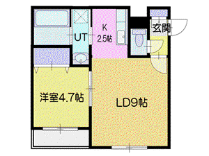 サニーサイド(1LDK/2階)の間取り写真