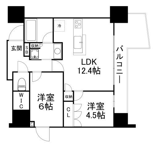 STANDZ四天王寺前夕陽丘(2LDK/14階)の間取り写真