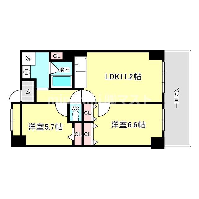 セレンディップ鷺洲(2LDK/4階)の間取り写真