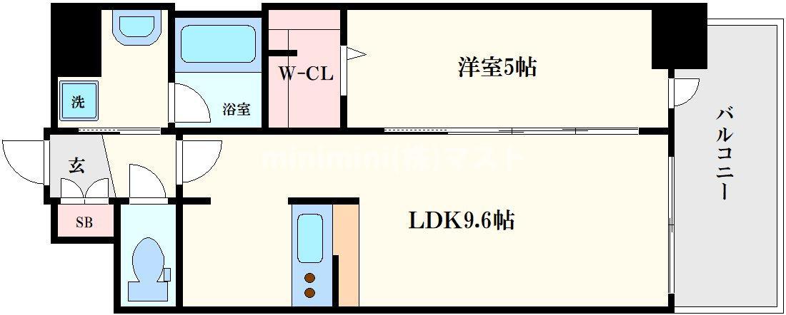 プレサンス梅田東クォーレ(1LDK/3階)の間取り写真