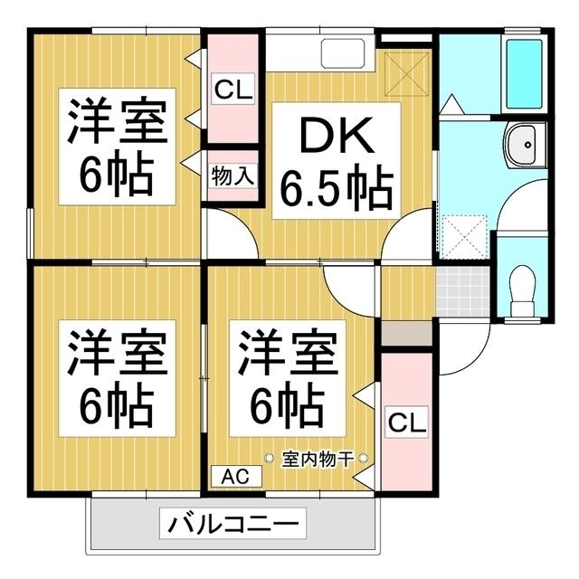 ルーミング三輪(3DK/1階)の間取り写真