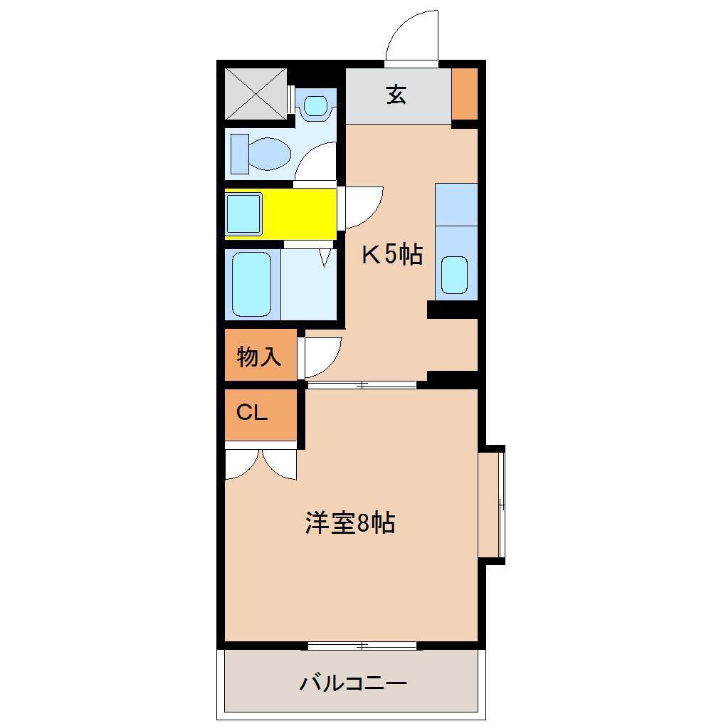 ANマンション(1DK/2階)の間取り写真