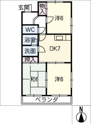 第二マルヤスハイツ(3DK/3階)の間取り写真
