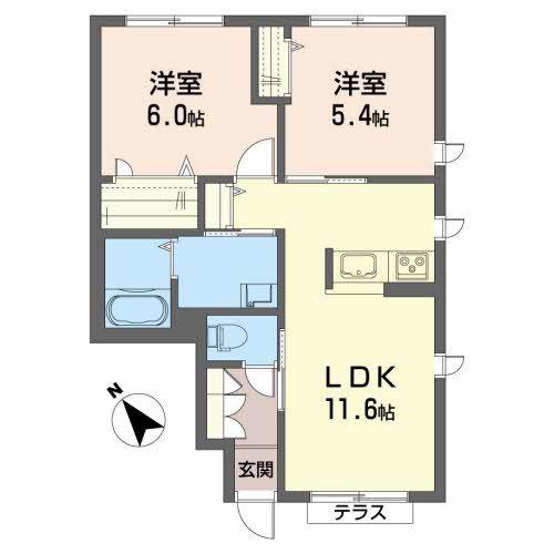シャーメゾン菅谷台VII(2LDK/1階)の間取り写真