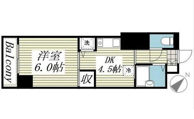 ジュネパレス柏第29(1DK/4階)の間取り写真