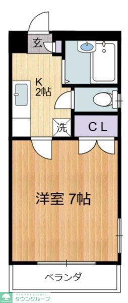 アステラス烏山(1K/2階)の間取り写真
