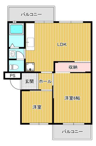 有野台公社(2LDK/4階)の間取り写真