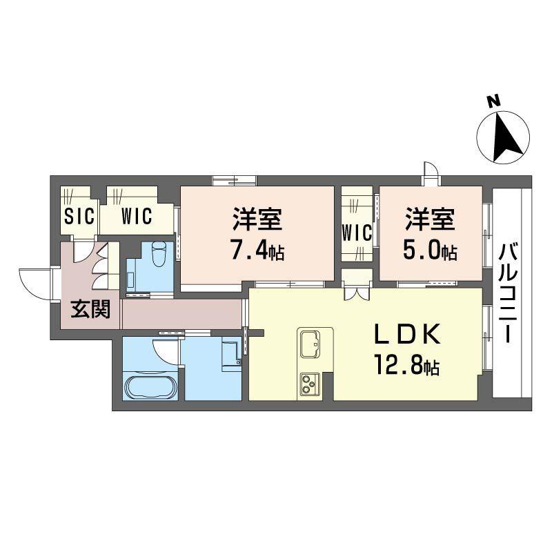 アンムート戸越公園(2LDK/2階)の間取り写真