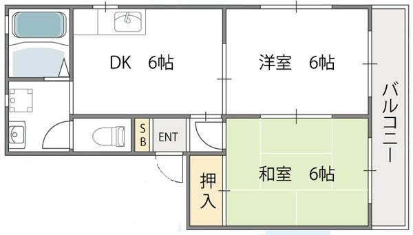 フレグランス(2DK/1階)の間取り写真