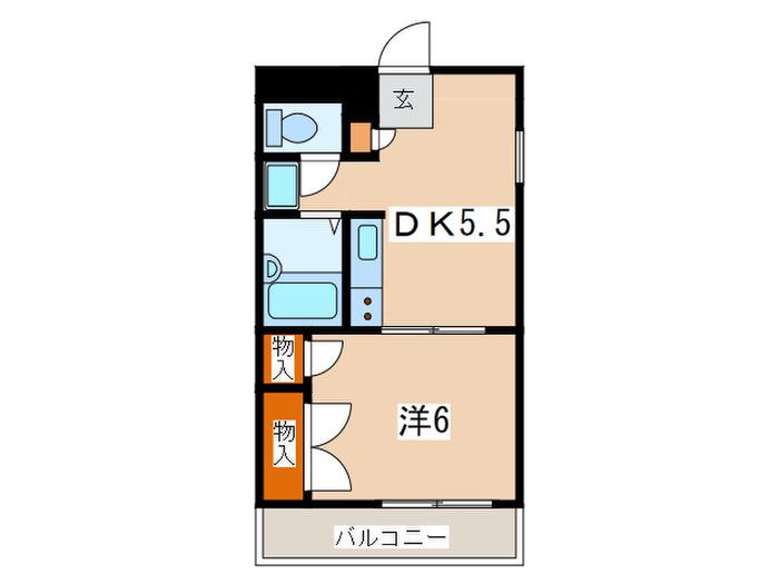 社家小町壱番館(1DK/2階)の間取り写真
