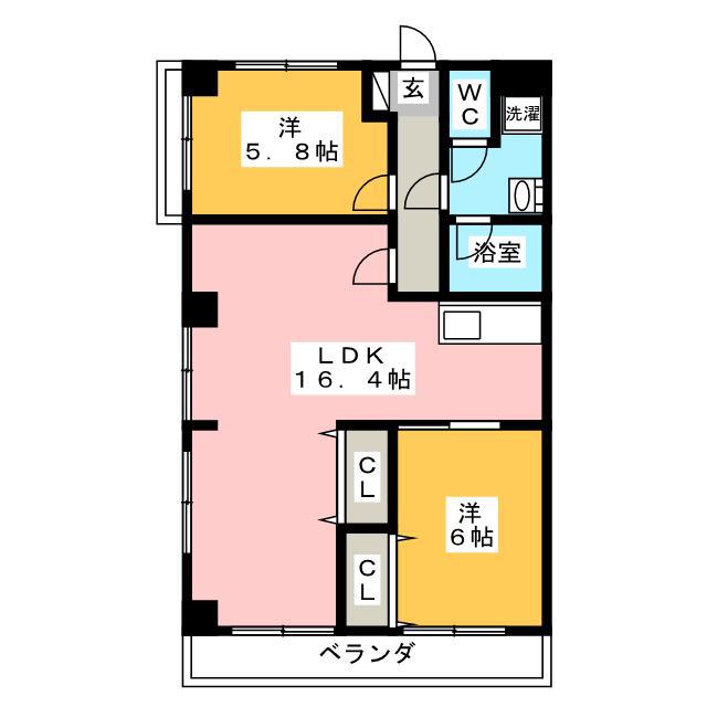 サンレジデンス(2LDK/3階)の間取り写真