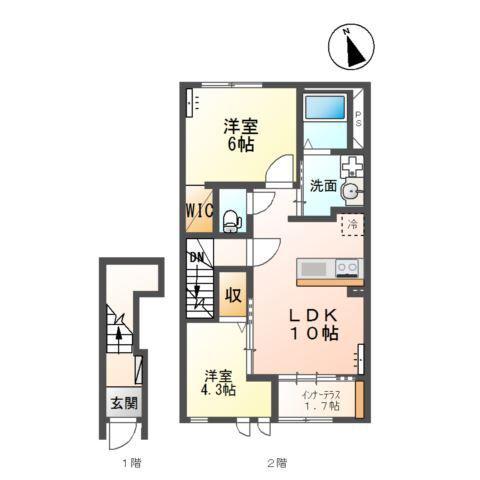 アミカル(2LDK/2階)の間取り写真
