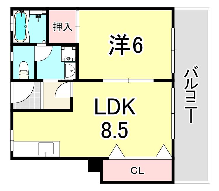 パラツィーナ二見(1LDK/4階)の間取り写真