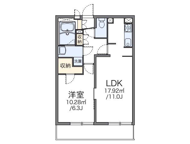 レオパレスリバティハイム(1LDK/3階)の間取り写真