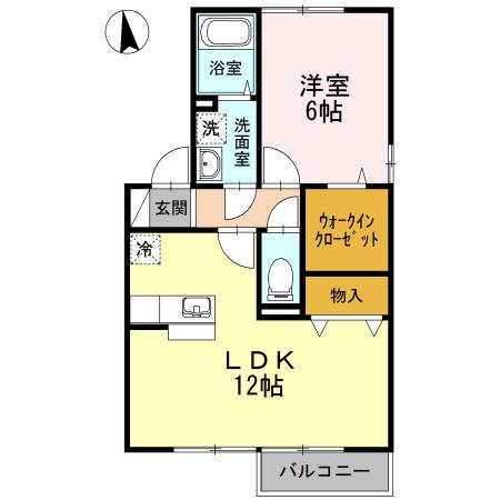 サンティーエB棟(1LDK/2階)の間取り写真