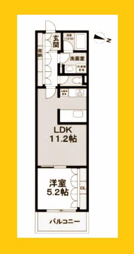 T・CITY六角橋(1LDK/5階)の間取り写真