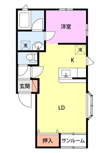ハートヒールハウス(1LDK/2階)の間取り写真