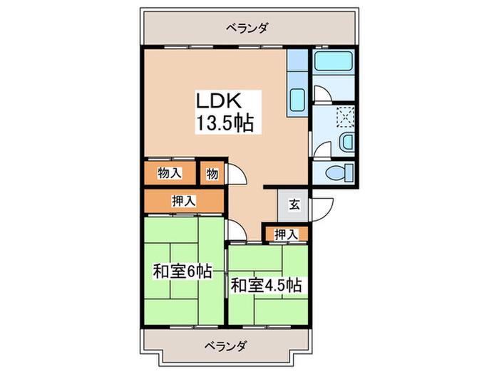 前川ハイツ(2LDK/3階)の間取り写真