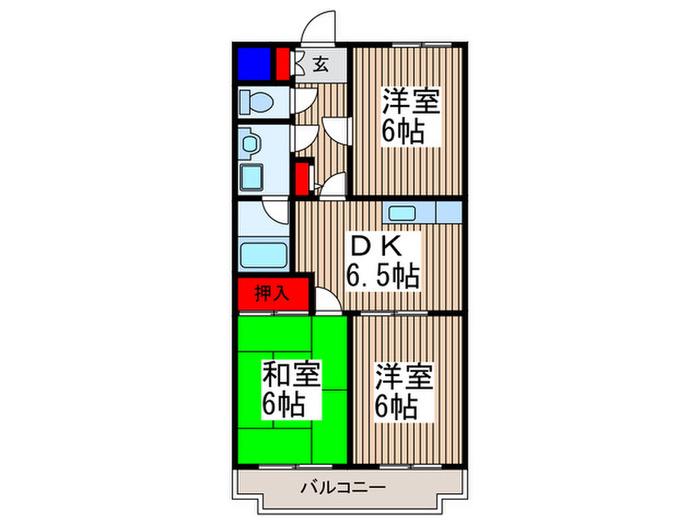 クレストハウス(3DK/3階)の間取り写真