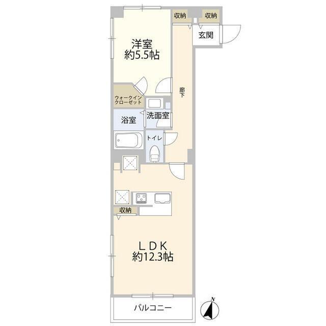 田園調布マンション(1LDK/3階)の間取り写真
