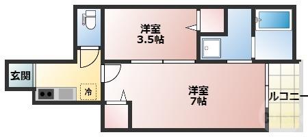 BLANCOSTA SQUARE(1K/1階)の間取り写真