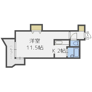 藤井ビル北17条II(1K/8階)の間取り写真