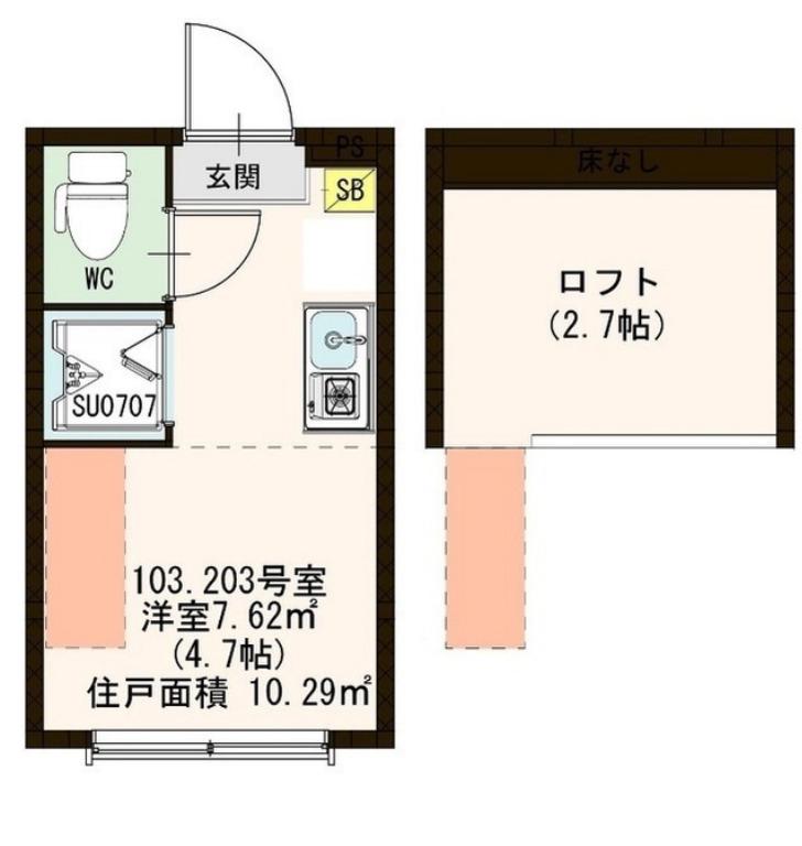 ハーモニーテラス千住仲町(ワンルーム/1階)の間取り写真