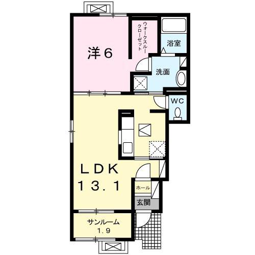 レトロ・和(1LDK/1階)の間取り写真