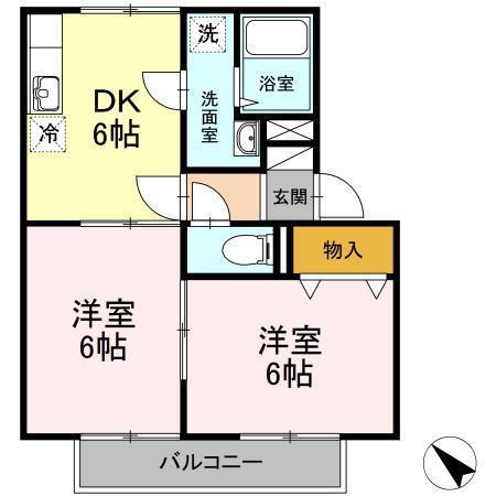 セジュール類家A(2DK/1階)の間取り写真