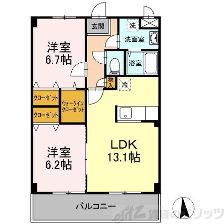 サンモールスクエア(2LDK/3階)の間取り写真