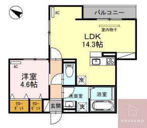 アルデバラン新高(1LDK/2階)の間取り写真