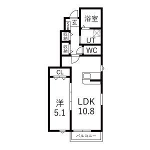 アヴァンス(1LDK/1階)の間取り写真