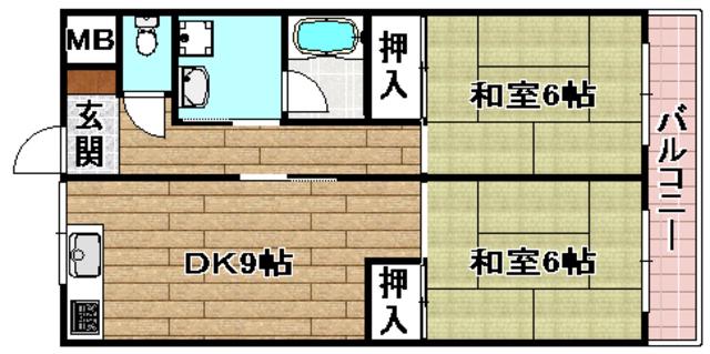 YD千代田(2DK/3階)の間取り写真
