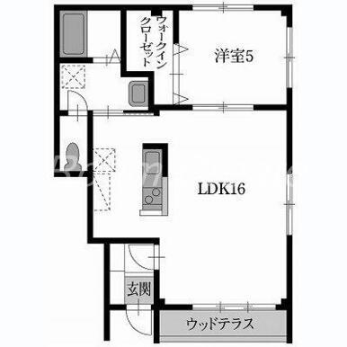 ピース・ディライトA棟(1LDK/1階)の間取り写真