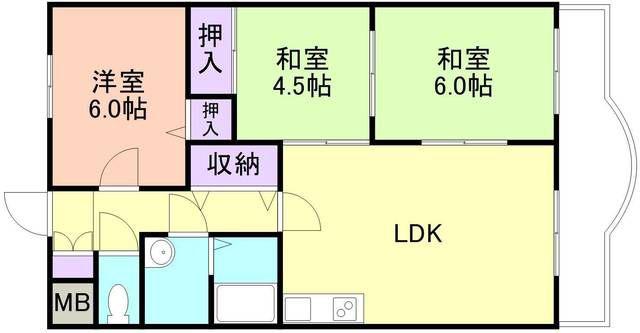 スペイシャル紀の川(3LDK/3階)の間取り写真