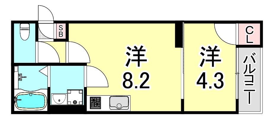 CIEL甲子園(1LDK/1階)の間取り写真
