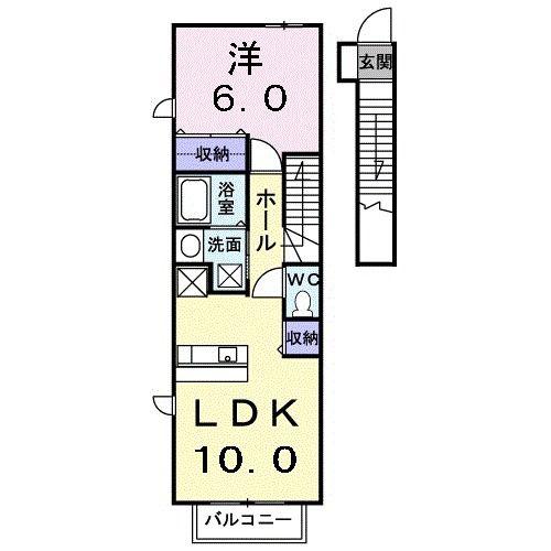 ピュアティ弐番館(1LDK/2階)の間取り写真