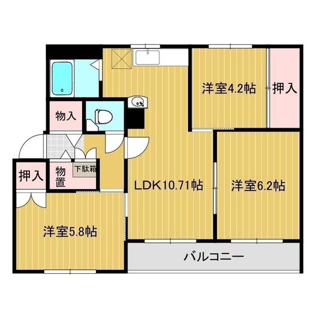 クラージュ春光I(3LDK/2階)の間取り写真