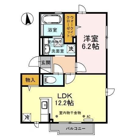 クリスタル輝(1LDK/1階)の間取り写真