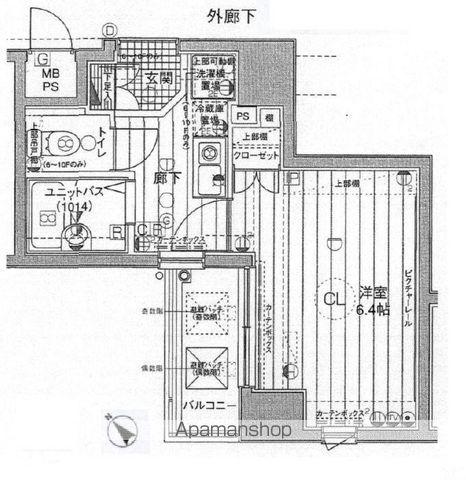 メインステージ日本橋箱崎II(1K/2階)の間取り写真