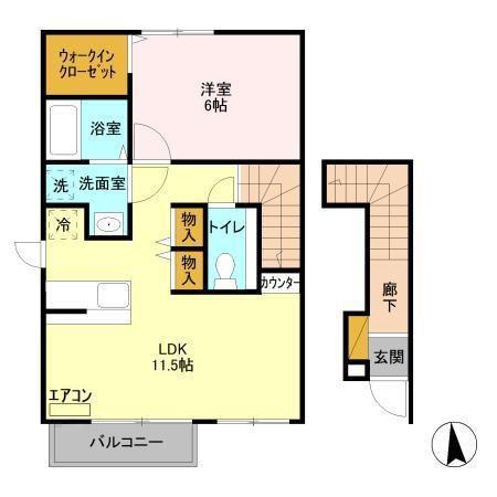 サンライズIV(1LDK/2階)の間取り写真