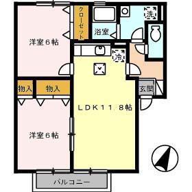 ウィル・ドミール(2LDK/1階)の間取り写真